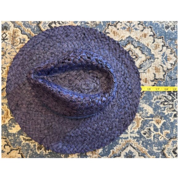 Vineyard Vines Chevron Trim Straw Women's Fedora - Vineyard Navy NEW - Picture 7 of 10